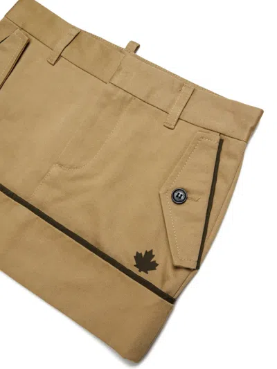 Dsquared2 로고 프린트 플랩 포켓 스커트 In Brown