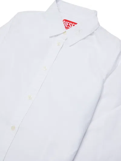 Diesel 로고 자수 긴소매 셔츠 In White