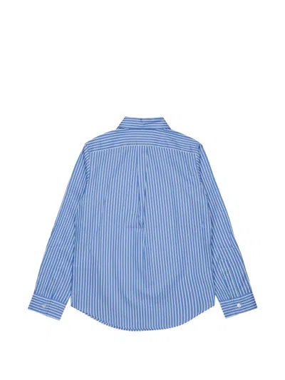 N°21 스트라이프 로고 패치 셔츠 In Blue