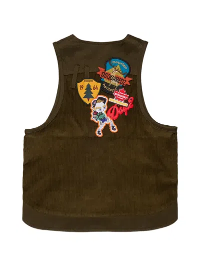 Dsquared2 패치 디테일 코튼 베스트 In Green