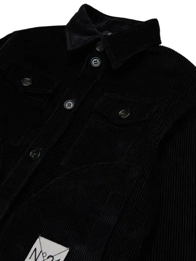 N°21 코듀로이 로고 패치 셔츠 In Black