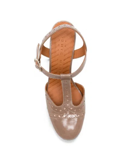 Chie Mihara Brogue-detail T-bar Pumps In Neutral