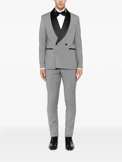 Manuel Ritz Shawl-lapel Double-breasted Suit In Gray