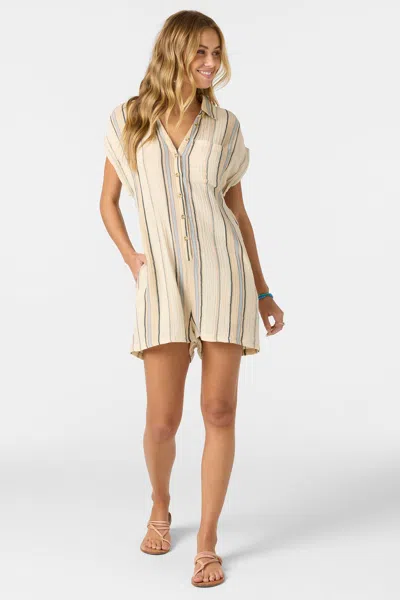 O'neill Juniors' Kamilla Striped Romper In Neutral