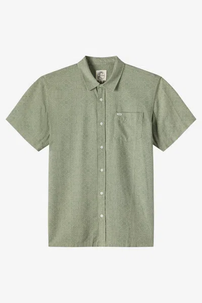 O'neill O'riginals Eco Print Standard Fit Short Sleeve Button-up Shirt In Green