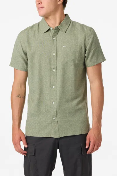 O'neill O'riginals Eco Print Standard Fit Short Sleeve Button-up Shirt In Green