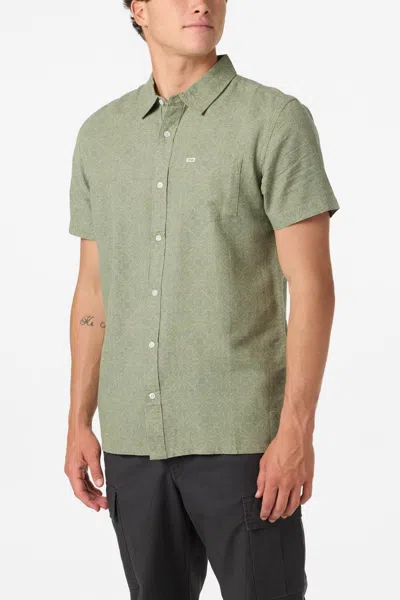 O'neill O'riginals Eco Print Standard Fit Short Sleeve Button-up Shirt In Green