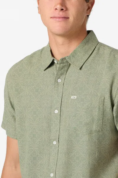 O'neill O'riginals Eco Print Standard Fit Short Sleeve Button-up Shirt In Green