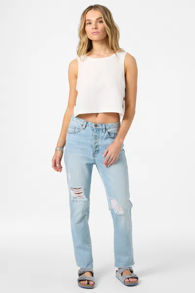 O'neill Sanders Side Button Crop Tank In White