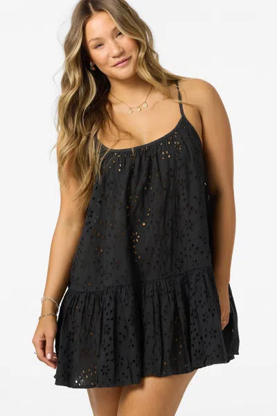 O'neill Kylee Cotton Eyelet Cover-up Minidress In Black