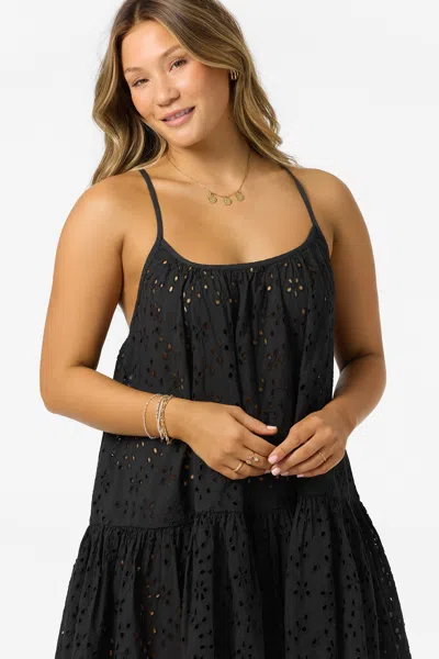 O'neill Kylee Cotton Eyelet Cover-up Minidress In Black