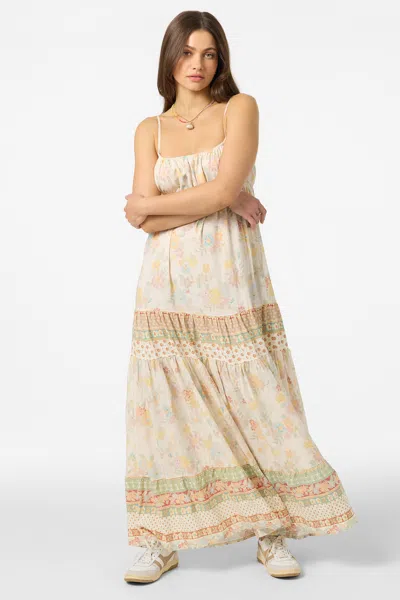 O'neill Lillie Floral Border Print Tiered Maxi Dress In White