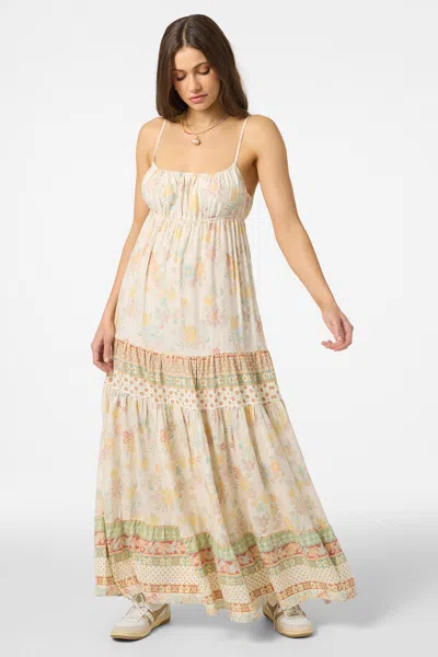 O'neill Lillie Floral Border Print Tiered Maxi Dress In White