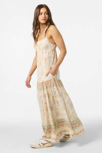 O'neill Lillie Floral Border Print Tiered Maxi Dress In White