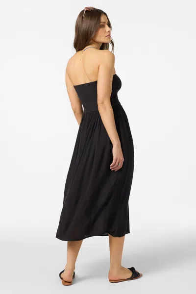 O'neill Piper Smocked Strapless Midi Dress In Black