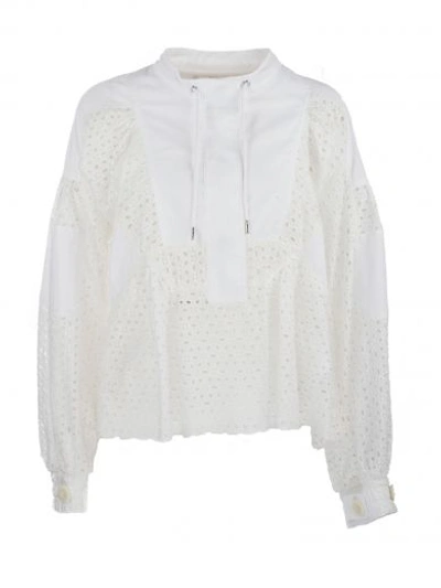 Shop Sacai Dot Lace Shirt In Off White