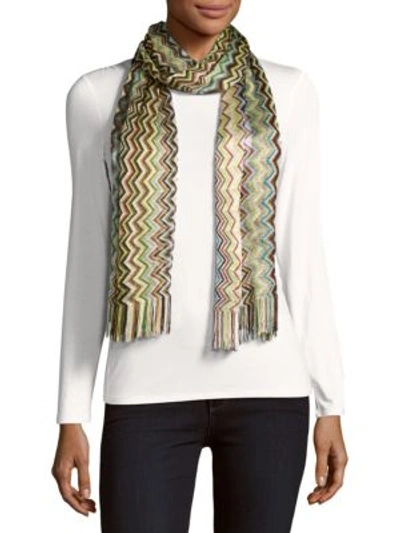 Missoni Chevron-patterned Fringed Scarf In Na