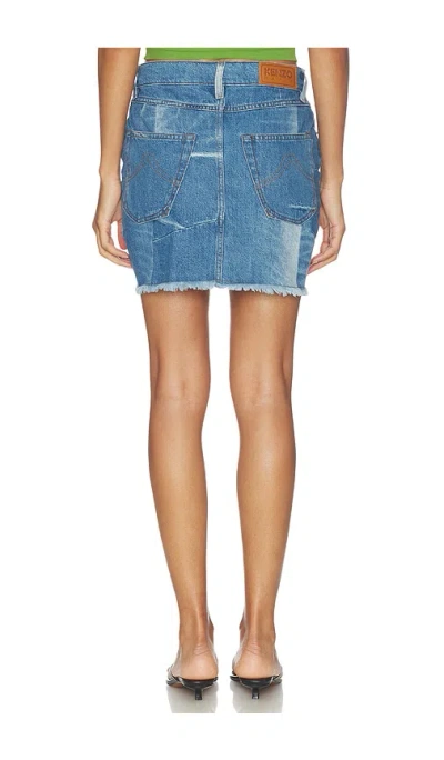 Kenzo Patchwork Short Skirt In Blue