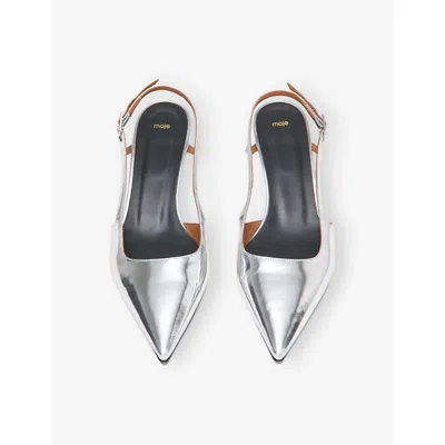 Maje Metallic Slingback Pumps 50 In Silver
