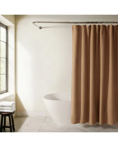 Home Collection Waffle Texture Shower Curtain In Brown