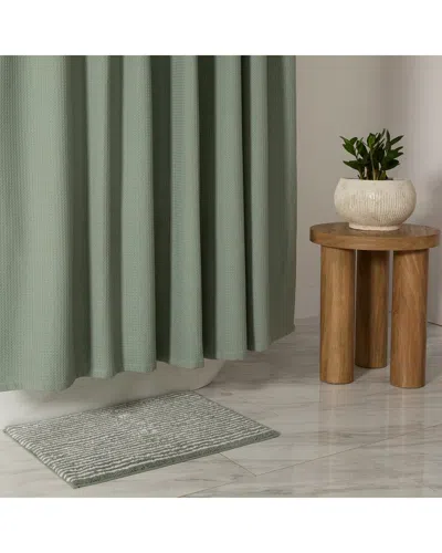 Home Collection Waffle Texture Shower Curtain In Green