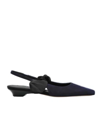 Neous Uba Bow-detail Flat Shoes In Blue