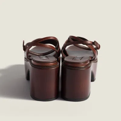 Miu Miu Leather Platform Sandals With 3.5 Cm Plateau And 7.5 Cm Heel In Brown