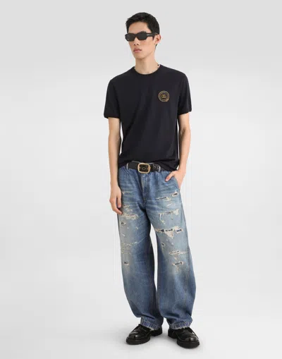 Dolce & Gabbana Cotton T-shirt With Patch In Black