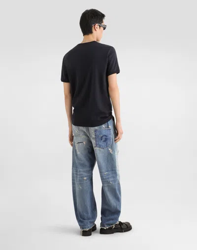 Dolce & Gabbana Cotton T-shirt With Patch In Black