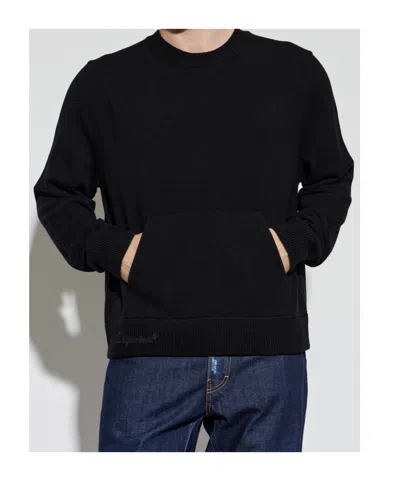 Dsquared2 Logo-embroidered Pouch-pocket Sweater In Black