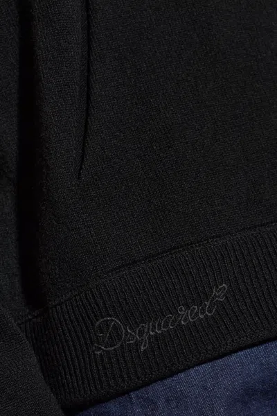 Dsquared2 Logo-embroidered Pouch-pocket Sweater In Black