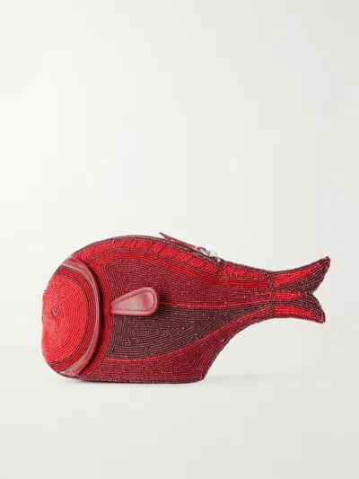Staud Beaded Fish-shaped Clutch Bag In Pattern