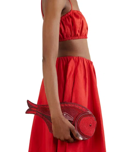 Staud Beaded Fish-shaped Clutch Bag In Pattern
