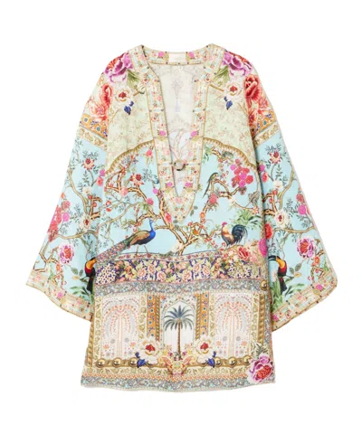 Camilla Deep V Neck Hardware Short Caftan Sultans And Queens In Multi