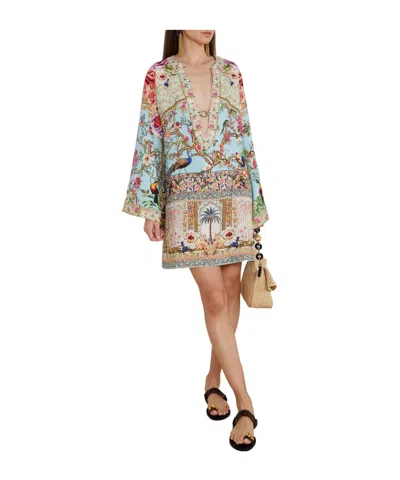 Camilla Deep V Neck Hardware Short Caftan Sultans And Queens In Multi