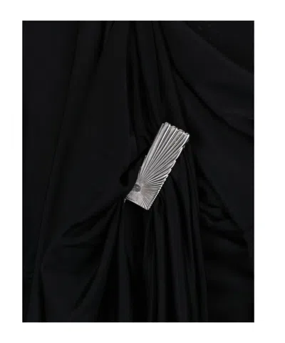 Attico Mini Dress With Distinctive Curling Detail And Logo In Black