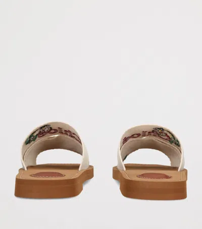 Chloé Mini Ribbons Embroidered Citrus Motif Sandals In Gray