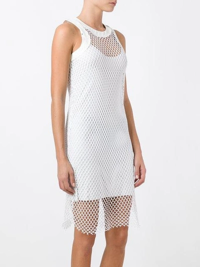 Shop Sacai Fishnet Tank Dress In White