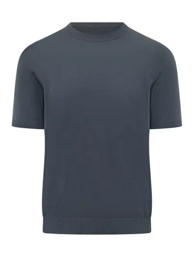 Malo Navy Blue Solid Sweaters In Navy Blue