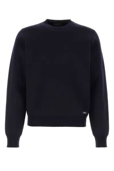 Prada Navy Blue Logo Sweaters In Navy Blue
