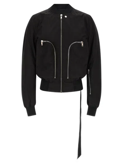 Rick Owens Black Solid Bomber Jackets In Black