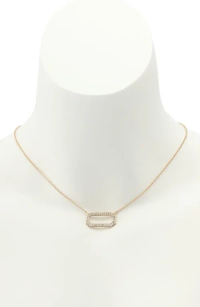 Allsaints Rectangle-frame Crystal Necklace In Gold