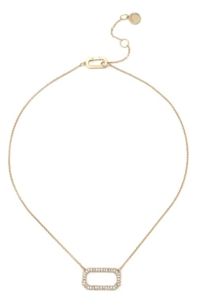 Allsaints Rectangle-frame Crystal Necklace In Gold