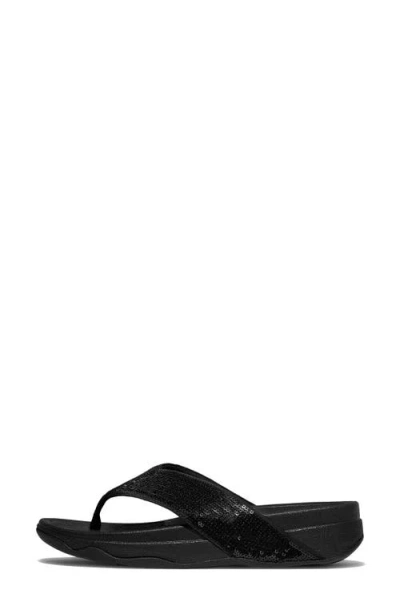 Fitflop Surfa Sequin Toe-post Sandals In Black