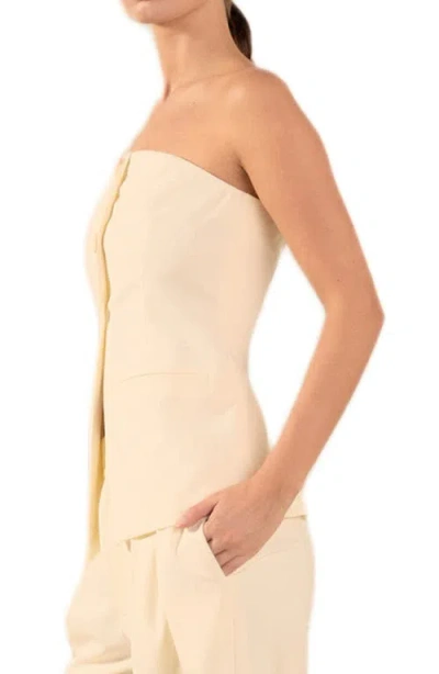 Endless Rose Button Strapless Top In White