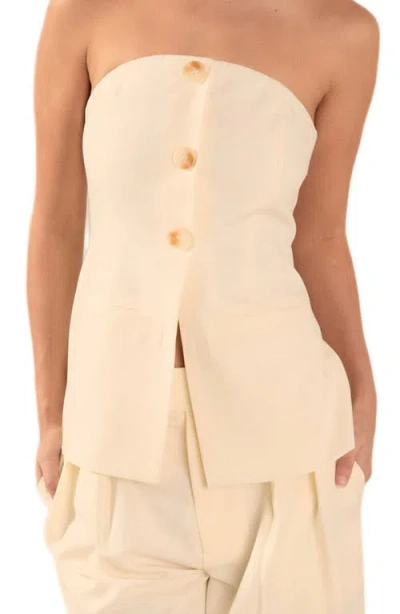 Endless Rose Button Strapless Top In White