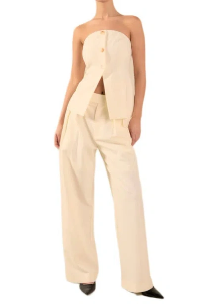 Endless Rose Button Strapless Top In White