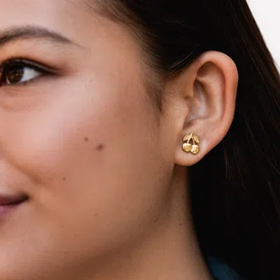 Dower & Hall Cherry Narrative Studs In Metallic