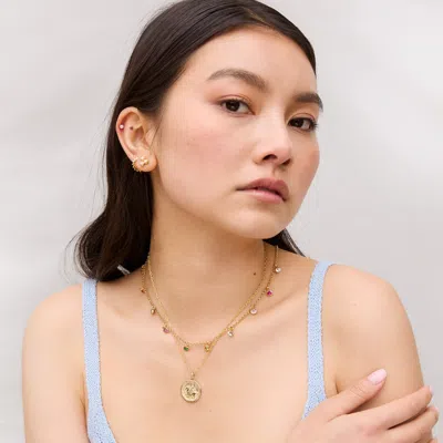 Dower & Hall Mixed Gemstone Array Chain Necklace In Silver