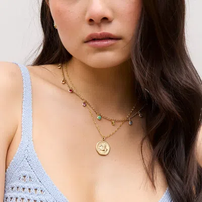 Dower & Hall Mixed Gemstone Array Chain Necklace In Silver